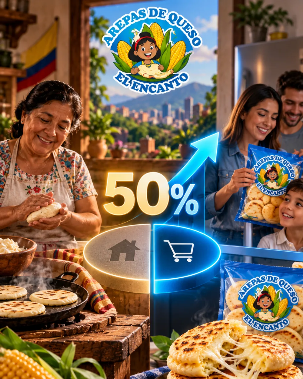 Hecho 02: las arepas listas para calentar ya son la mitad de las unidades que entran a los hogares colombianos